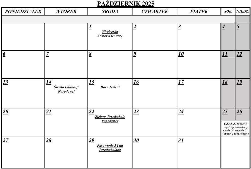 2025 2026 przedszkole pazdziernik2025