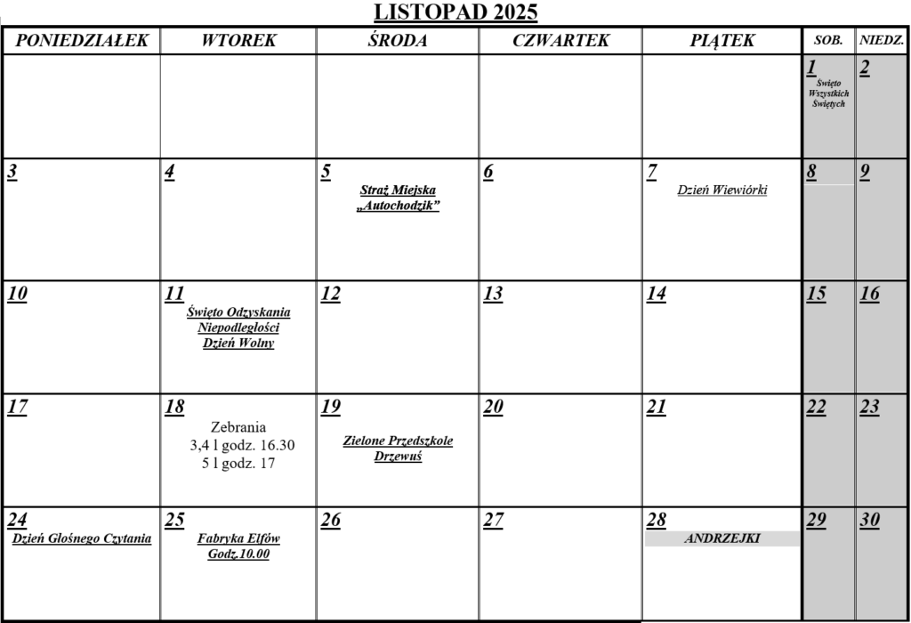 2025 2026 przedszkole listopad2025